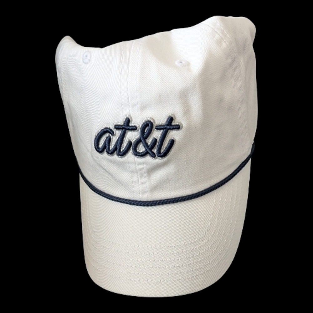 AT&T White Baseball Cap Employee. Navy, White and Silver.